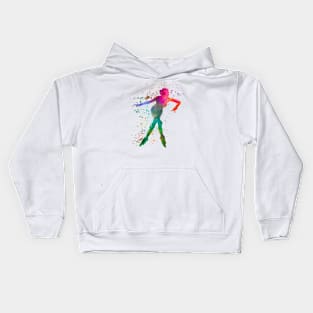 Woman in roller skates in watercolor Kids Hoodie